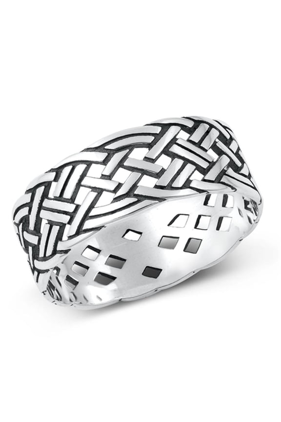 Braided Wedding Band Promise Ring .925 Sterling Silver Band Jewelry Female Male Unisex Size 12