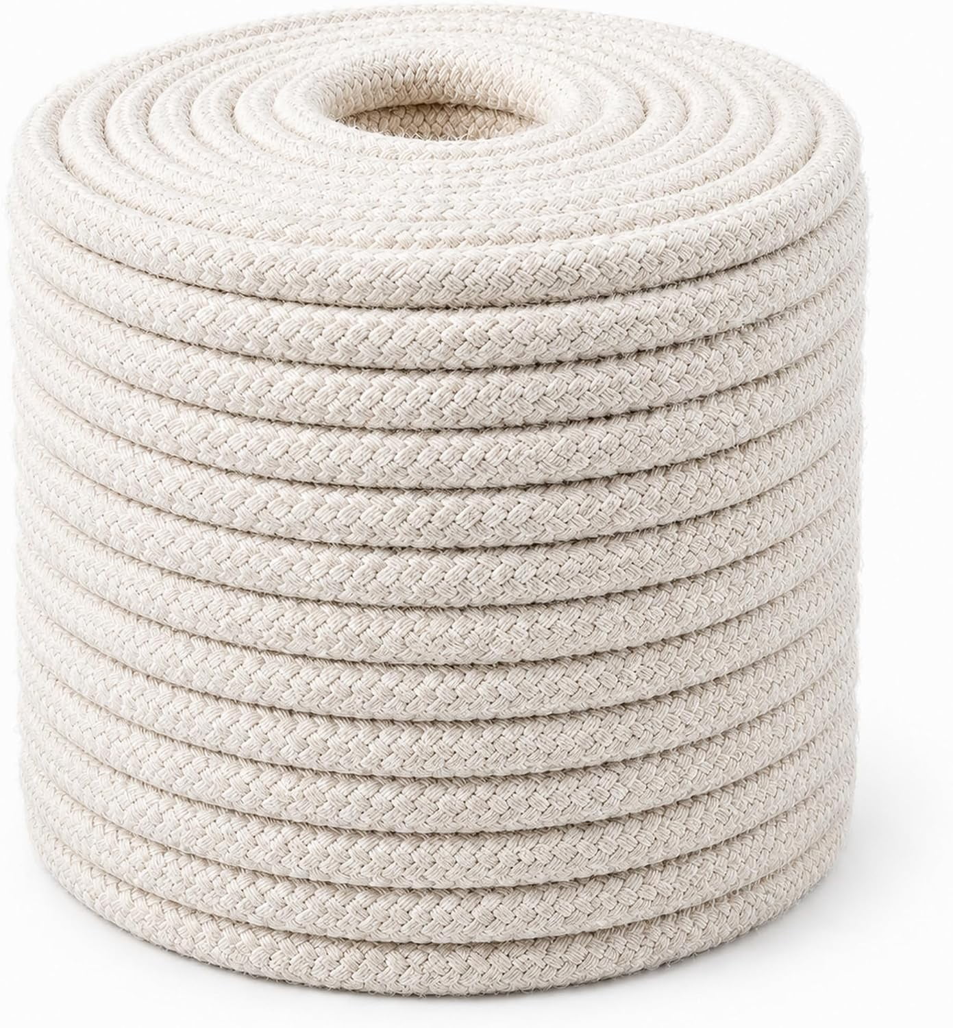 Braided White Cotton Rope (1/2 inch x 100 ft) Natural Soft Utility Rope ...
