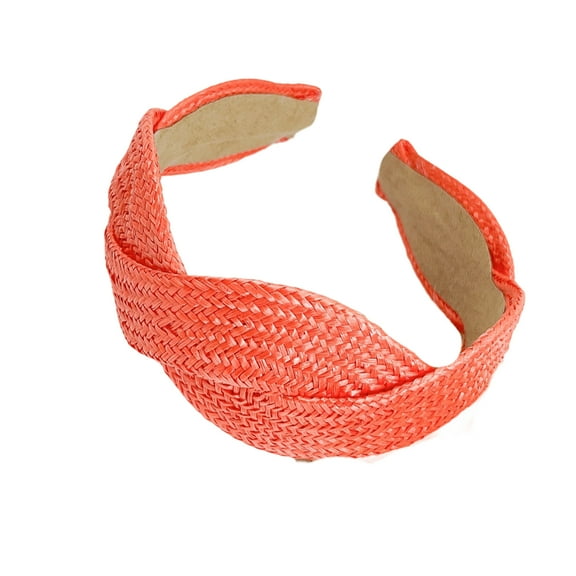 Braided Wide Brimmed Straw Hairband Soft Comfortable Headband Stylish Solid Tone Perfect For Everyday Wear Parties Vacations