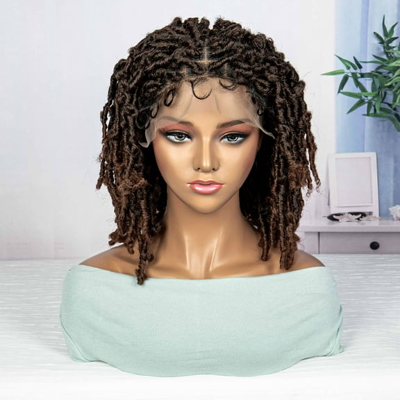 Braided Wigs for Black Women Synthetic Lace Front Wigs Knotless Box Braided Wigs Lightweight Butterfly Faux Locs Braid Braiding Hair Wigs (1B/30 Color)