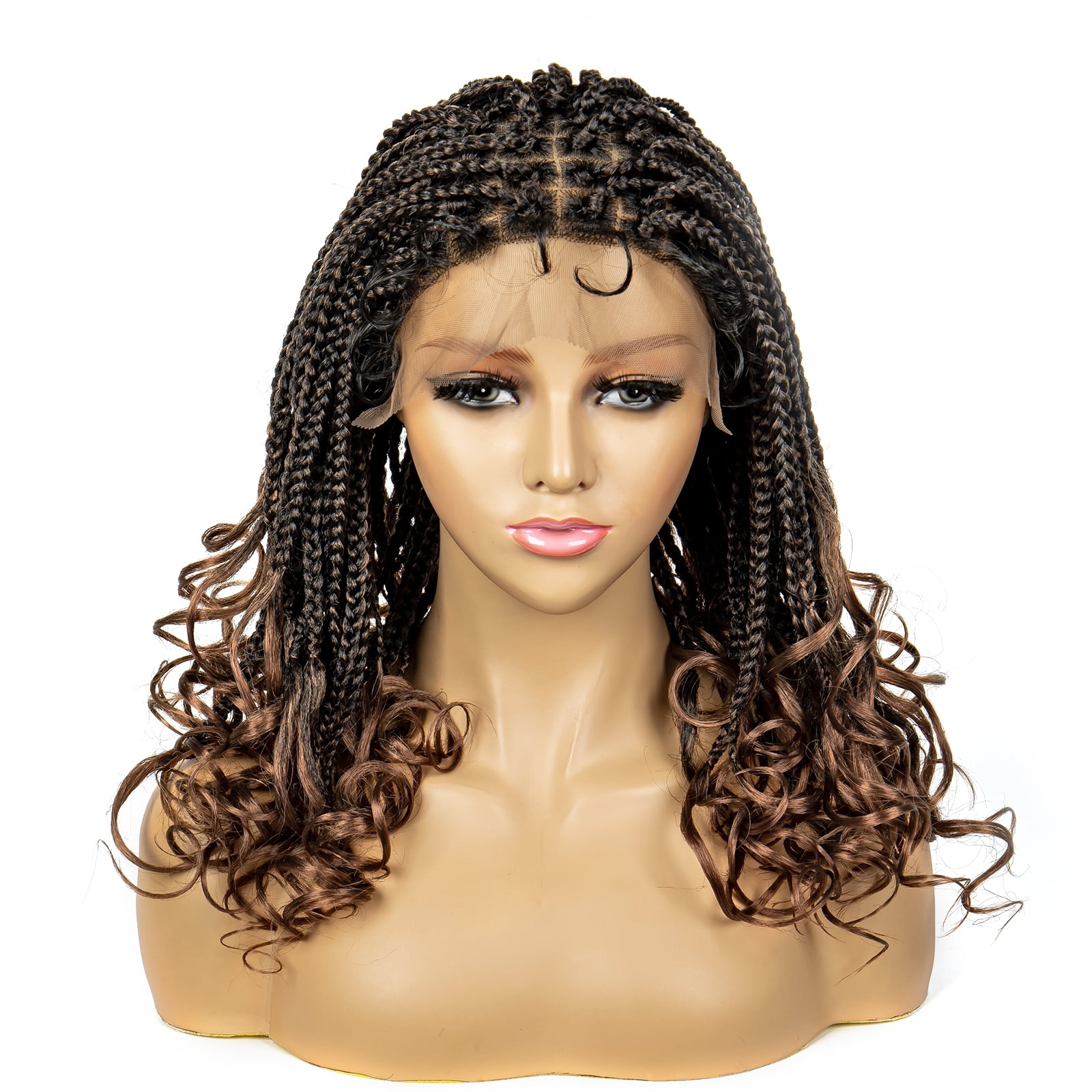 Braided Wigs for Black Women Synthetic Lace Front Wigs Square Knotless Box Braided Wigs Lightweight Cornrow Braid Braiding Hair Wigs 18 inches (1B/30 Color)