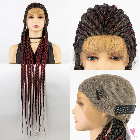Braided Wigs - Cornrow Box Braided Wigs With Baby Hair For Women and Girls - Synthetic Front Lace Braided Wigs