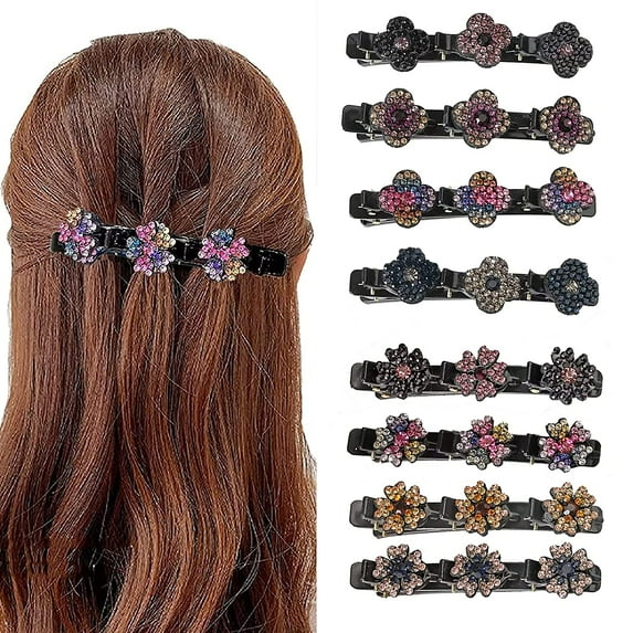 Braided hair clips for women, 8PCS Rhinestone Braided Hair Clips, Multilayer Hair Clips For Women and Girls