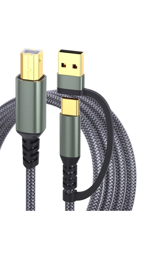 Braideds USB A C to B Printer Cable Fast Speed Data Transfer Cord for Multiple Devices and Digital Pianos
