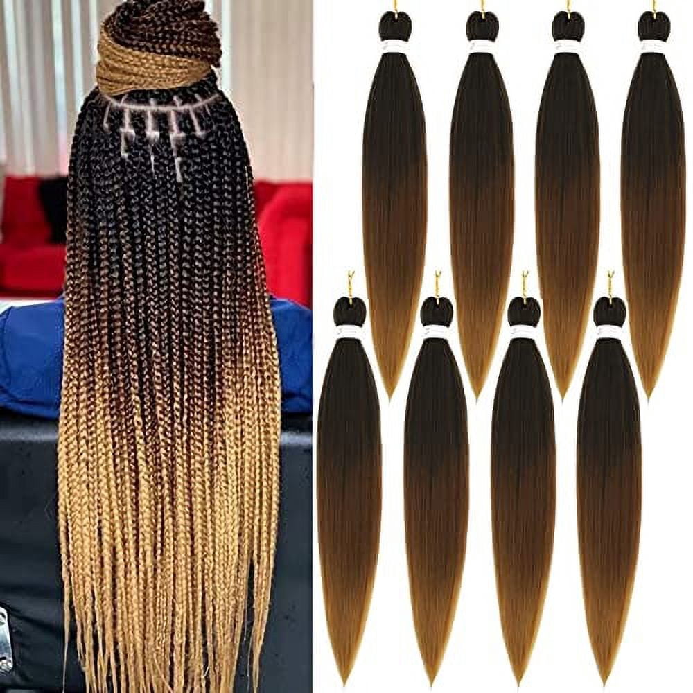 Braiding Hair Pre-Stretched Braiding Hair-8 Packs Ombre PreStretched ...
