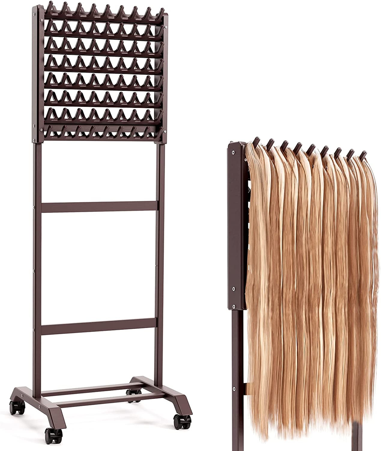 Braiding Hair Rack with Sawtooth Pegs, 144 Pegs Wooden Hair Holder