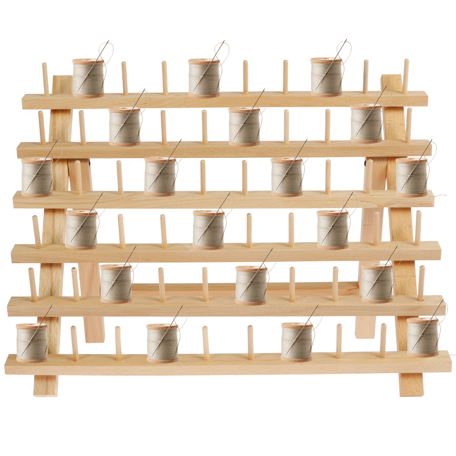 Braiding Hair Rack Standing Hair Braiding Holder with 60 Spools Wooden