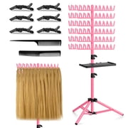 Braiding Hair Rack with Tray, 144 Pegs Adjustable Height Stand, 2-Side Hair Extension Holder, Hair Braiding Kit for Home Salon or Traveling