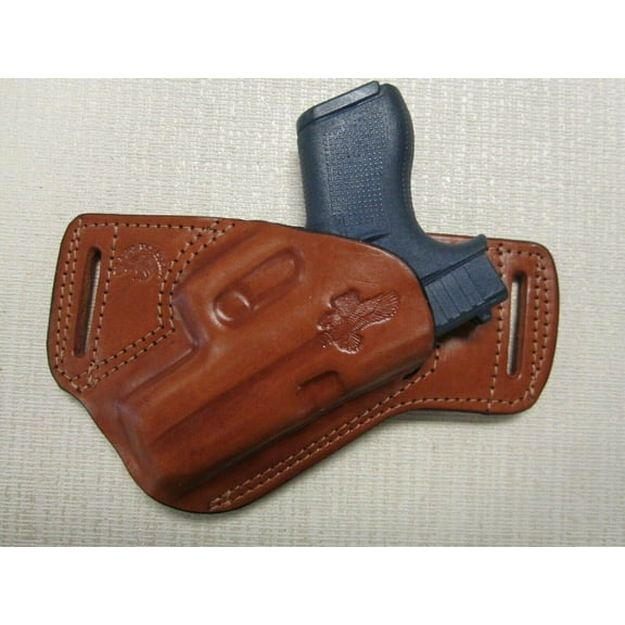 Braids Holsters Fits Glock 43 & 43X formed BROWN leather SOB, Owb holster