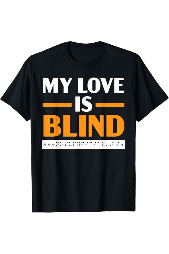 Braille Blind Awareness Visually Impaired Disability T-ShirtMen's and women's gift, black and white T-shirt, size: Extra large S-4XL