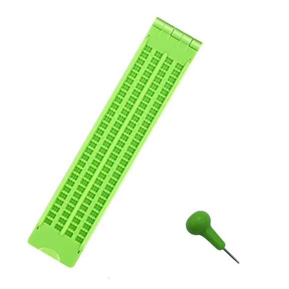 Braille Slates and Pen Writing Set, 4 Lines 28 Cell Braille Slates Braille Writing Slates Plastic Braille Slates Set