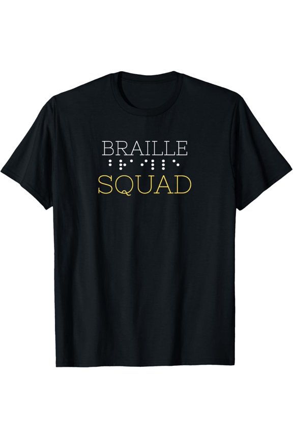 Braille Squad Braille Fonts t-shirt T-ShirtMen's and women's gift, black and white T-shirt, size: Extra large S-4XL