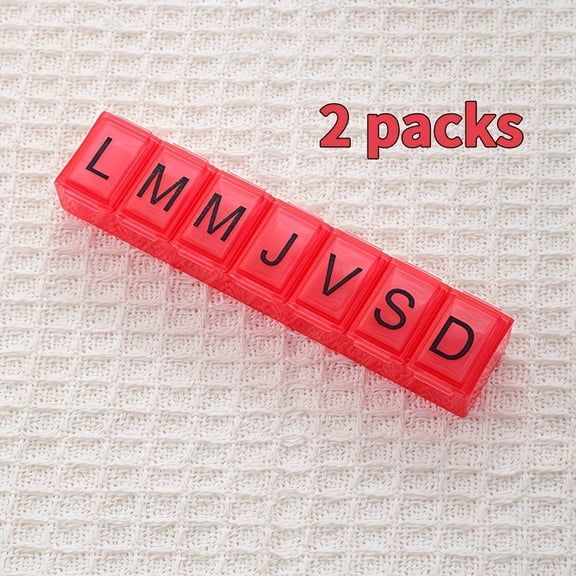 Braille Strip Pill Organizer 7 Day Weekly Set  7 Small Portable Medication Boxes with Tactile Labels, Multi-Color Options for Daily Pill Storage & Travel
