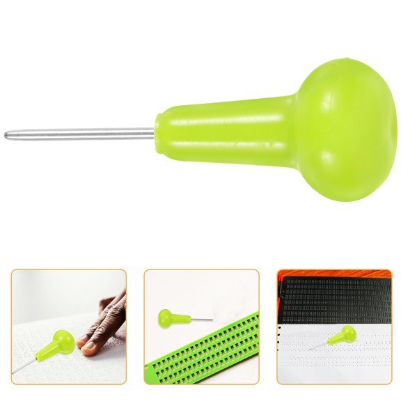 FRCOLOR Plastic Braille Writer Pen in Green Durable Braille Writing Tool with Smooth Writing for Blind