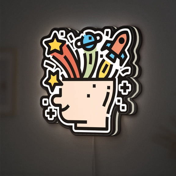 Brain 3D Novelty Light Box for Creativity and Psychology Decor, Intelligence Themed Lamp for Thinkers, Designers and Educators (Width 12 inch, 30cm)
