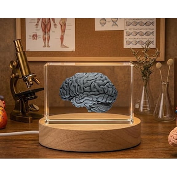 Brain Art | 3D Engraved Crystal Keepsake | Gift/Decor | Collectible | Clear | AB Crystal Collection