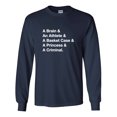 thumbnail image 1 of Brain, Athlete, Basket Case, Princess & Criminal Long Sleeve T-Shirt, 1 of 3