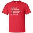 thumbnail image 1 of Brain, Athlete, Basket Case, Princess & Criminal Short Sleeve T-Shirt, 1 of 4