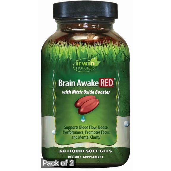 Brain Awake Red with Nitric Oxide Booster (Pack of 2)