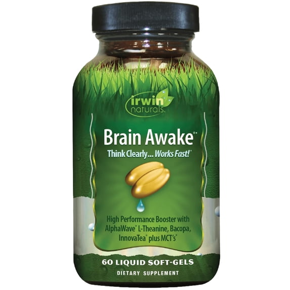 Irwin Naturals Brain Awake – Enhanced Mental Performance, Focus, Clarity & Concentration – 60 Liquid Soft-Gels