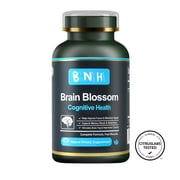 BNH Brain Blossom Cognitive Support Supplement for Women & Men, Reishi Mushroom Herbal Formula, Focus, Memory & Mental Clarity, 180 Capsules