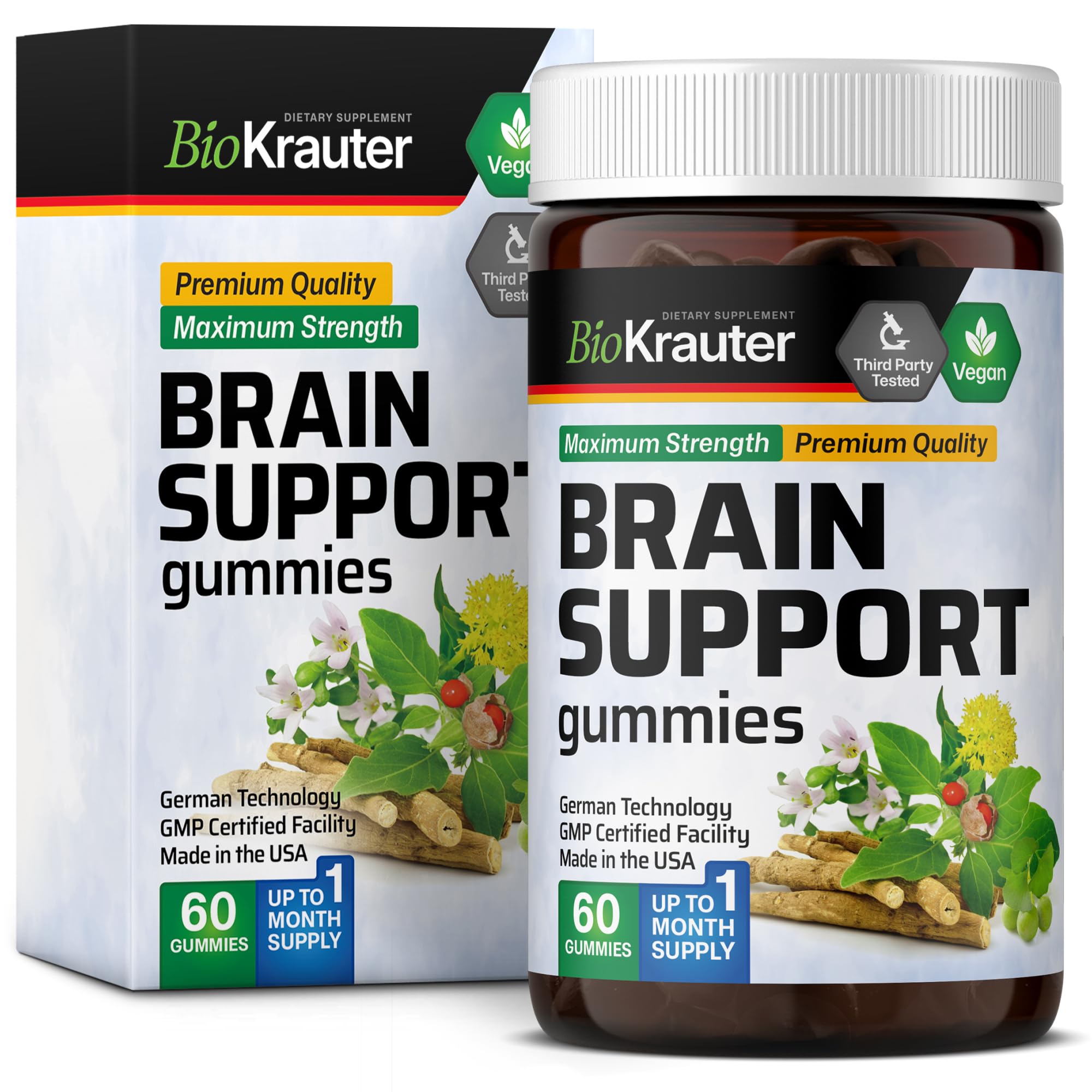 Brain Booster Gummies Natural Nootropic Focus Supplement Organic