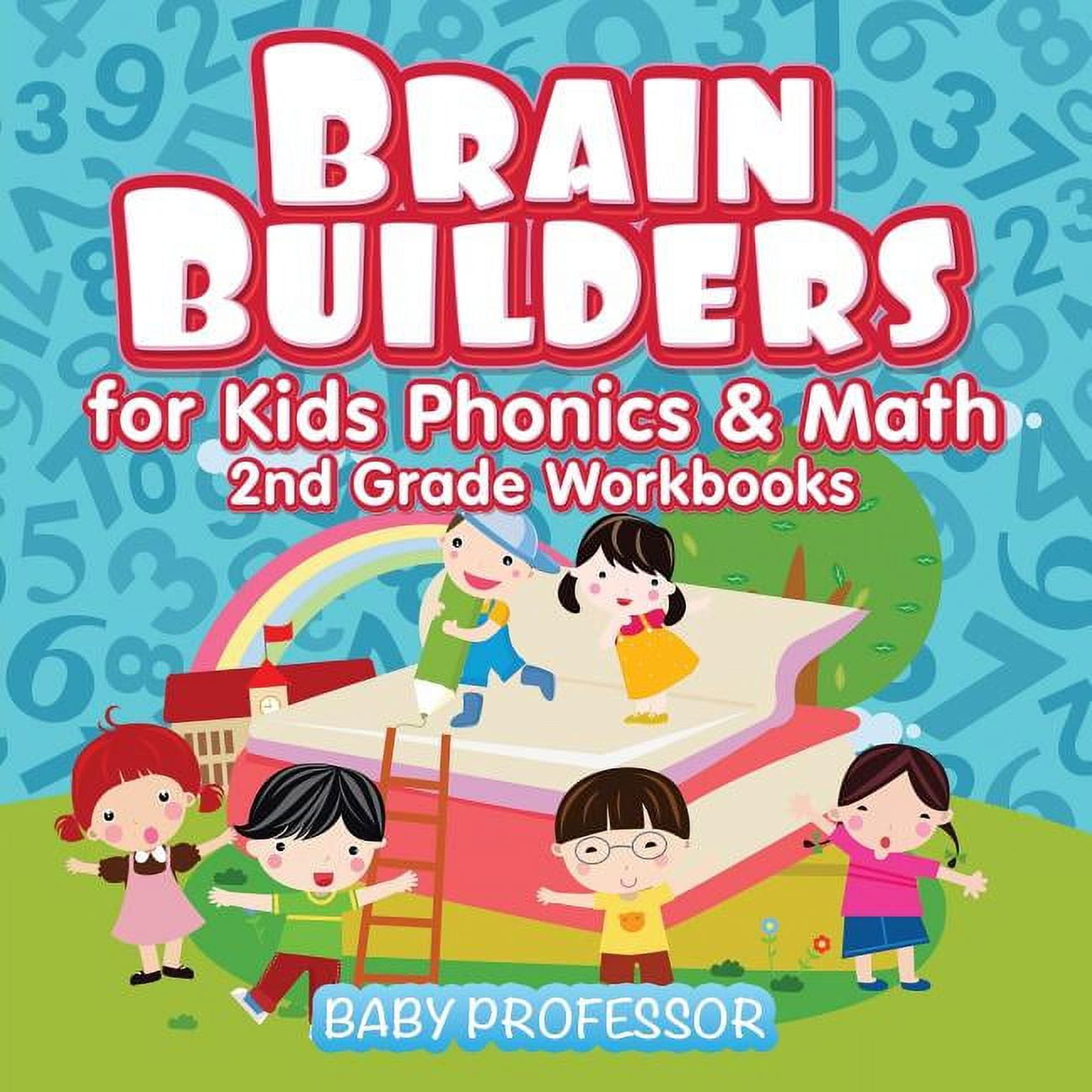 BABY PROFESSOR Brain Builders for Kids Phonics & Math 2nd Grade Workbooks (Paperback)
