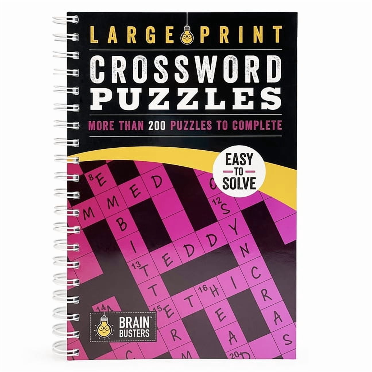 Brain Busters Large Print Crossword Puzzles Pink: More Than 200 Puzzles to Complete, (Spiral-Bound)