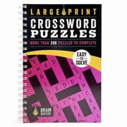 Brain Busters Large Print Crossword Puzzles Pink More Than 200 Puzzles to Complete, Spiral-Bound