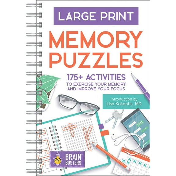 Brain Busters Large Print Memory Puzzles, (Spiral-Bound)
