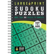 Brain Busters Large Print Sudoku Puzzles Green, Hardcover, English, 6.14 x 0.47 x 9.84