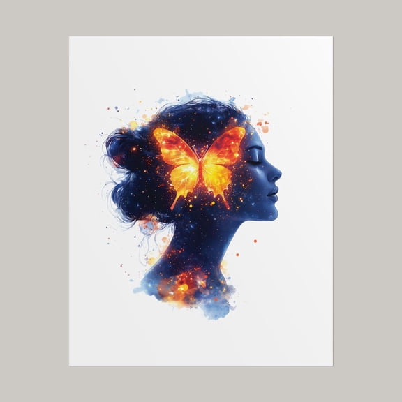 Brain Butterfly Neurology Wall Art Print, Unframed Paper Poster 8x10in