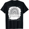 thumbnail image 1 of Brain Cancer Awareness Bleached Rainbow Gray Ribbon Men T-Shirt, 1 of 4