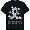 thumbnail image 1 of Brain Cancer Awareness Brain Tumor Gray Ribbon T-Shirt mens t shirt，black，women，funny，misfits，men，journey, 1 of 4