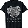 thumbnail image 1 of Brain Cancer Awareness Brain Tumor Gray Ribbon T-Shirt mens t shirt，black，women，funny，misfits，men，journey, 1 of 4