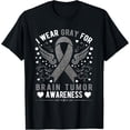 thumbnail image 1 of Brain Cancer Awareness Month Support Gray Ribbon Warrior T-Shirt mens t shirt，black，women，funny，misfits，men，journey, 1 of 4