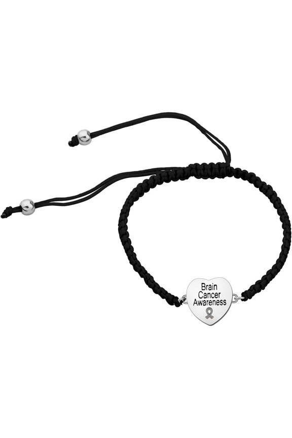 Brain Cancer Gift Brain Cancer Grey Awareness Ribbon Adjustable Bracelet, Crystal, Style R2945