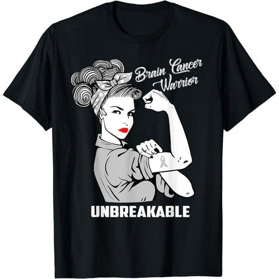 Brain Cancer Warrior Unbreakable T-Shirt Awareness Gift