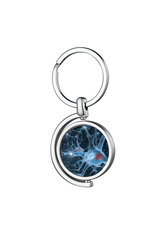 Brain Cell Picture Details Pattern Rotating Keychain Metal Keyring Holder