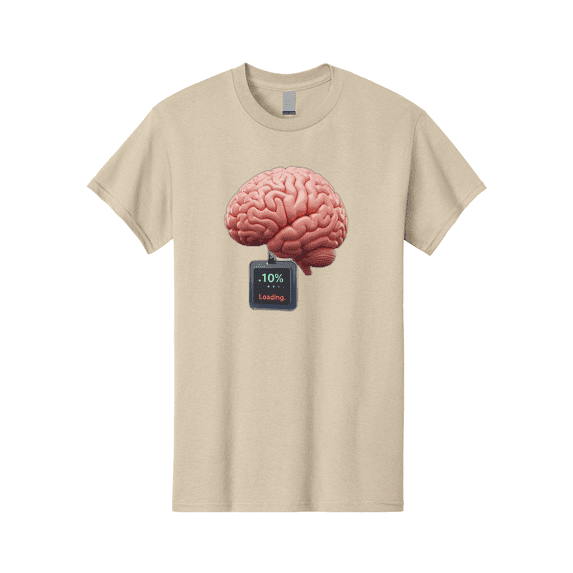 Brain-Charging Mens Graphic Tee, 100% Cotton, Casual Summer Wear BAA206