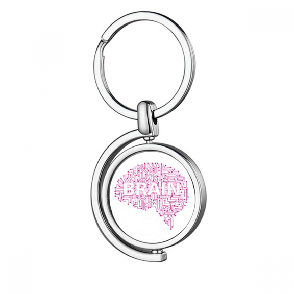 Brain Circuit Board Art Deco Fashion Rotating Keychain Metal Keyring Holder