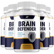 Brain Defender Supplement Capsules   BrainDefender All Natural Memory Focus Pills, 5 Pack, 300 Capsules