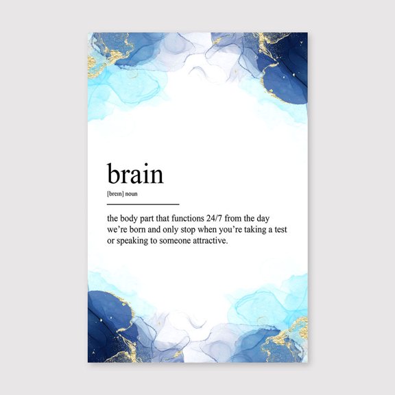 Brain Definition version Aesthetic Wall Art – Blue Watercolor Minimal Canvas Print - 8x12 inches