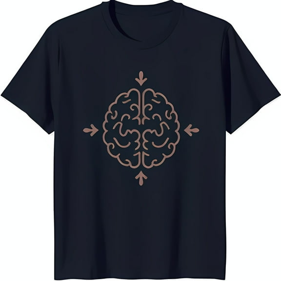 Brain Design T-Shirt with Arrows Blue
