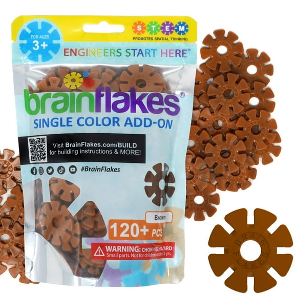 Brain Flakes Single Color Add-on - 120 Pieces - Resealable Pouch - Brown