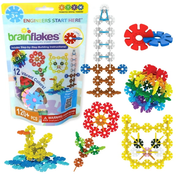 Brain Flakes Starter Set Multicolor (12 colors) - 120 Pieces - Resealable Pouch