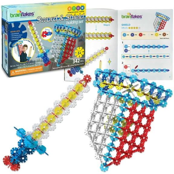 Brain Flakes Sword & Shield Building Set with Detailed Step by Step Instructions Booklet - 342 Pieces