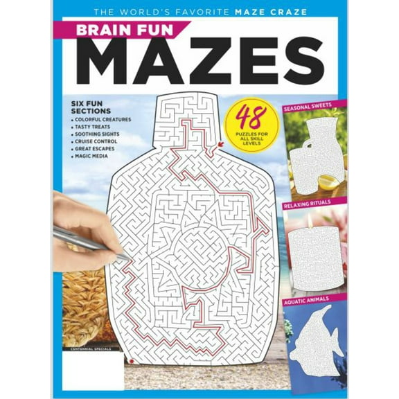 Brain Fun - Mazes: 48 Puzzles For All Skill Levels, Six Sections: Colorful Creatures, Tasty Treats, Soothing Sights, Cruise Control, Great Escapes, Magic Media
