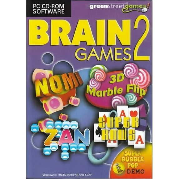 Brain Games 2 (PC-CD) Including 4 Games : Nomi, 3D Marble Flip, Zan & Super Rows