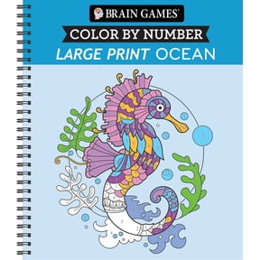 Brain Games - Color by Number - Large Print: Ocean, (Spiral-Bound)